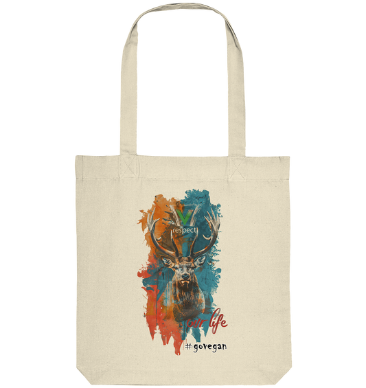 Motif "respect our life, go vegan" - shopping bag