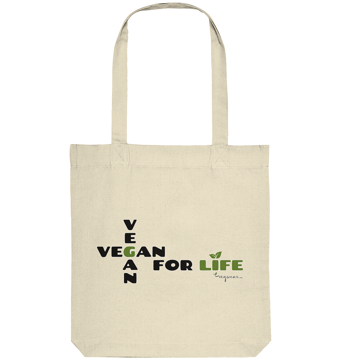 vegane Einkaufstasche - "vegan for life" - Bio-Baumwolle - vegwear