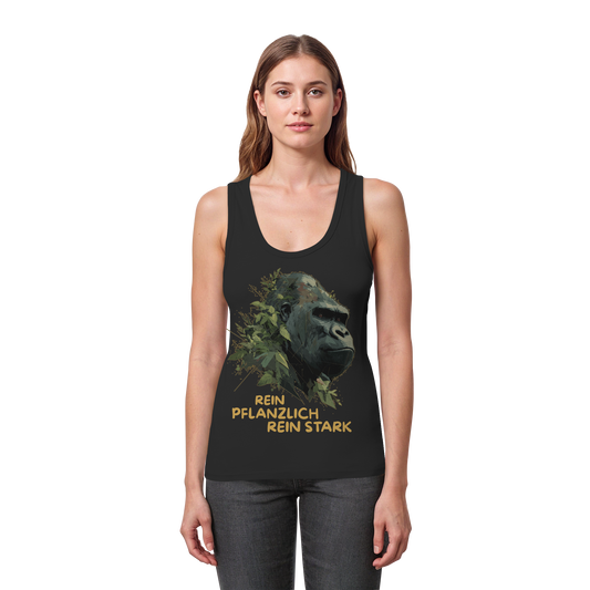 veganes eng geschnittenes Damen Tank Top - "rein pflanzlich rein stark" - Bio-Baumwolle - vegwear