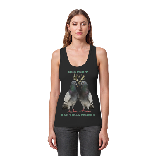 vegwear "Respekt hat viele Federn" - eng geschnittenes Damen Tank Top