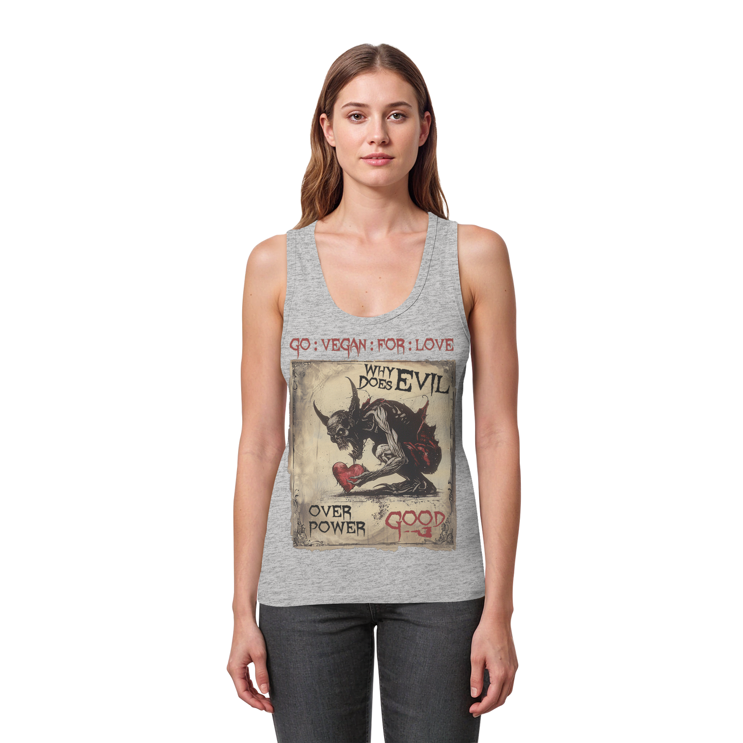 vegwear "why does evil" - Damen Bio Tank Top