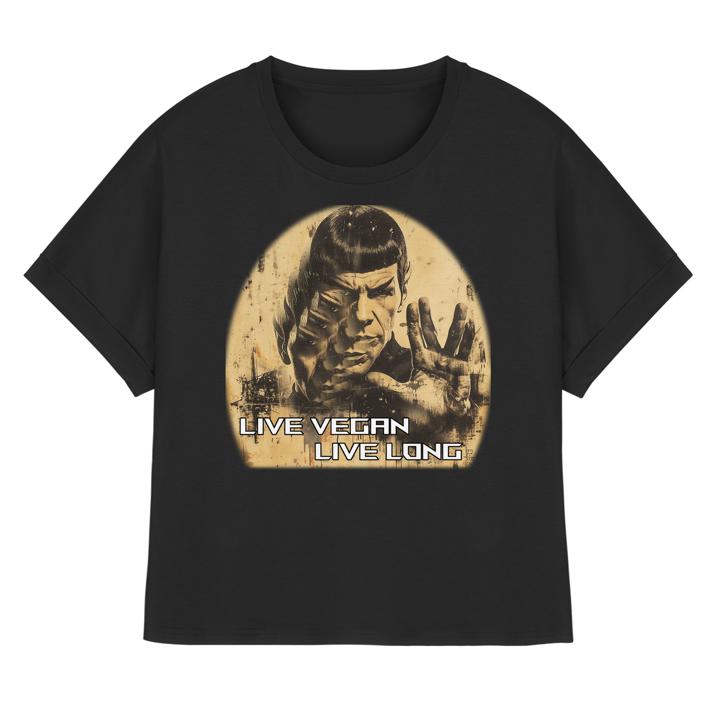 Motiv "live vegan live long" - oversized Damen Bio T-Shirt