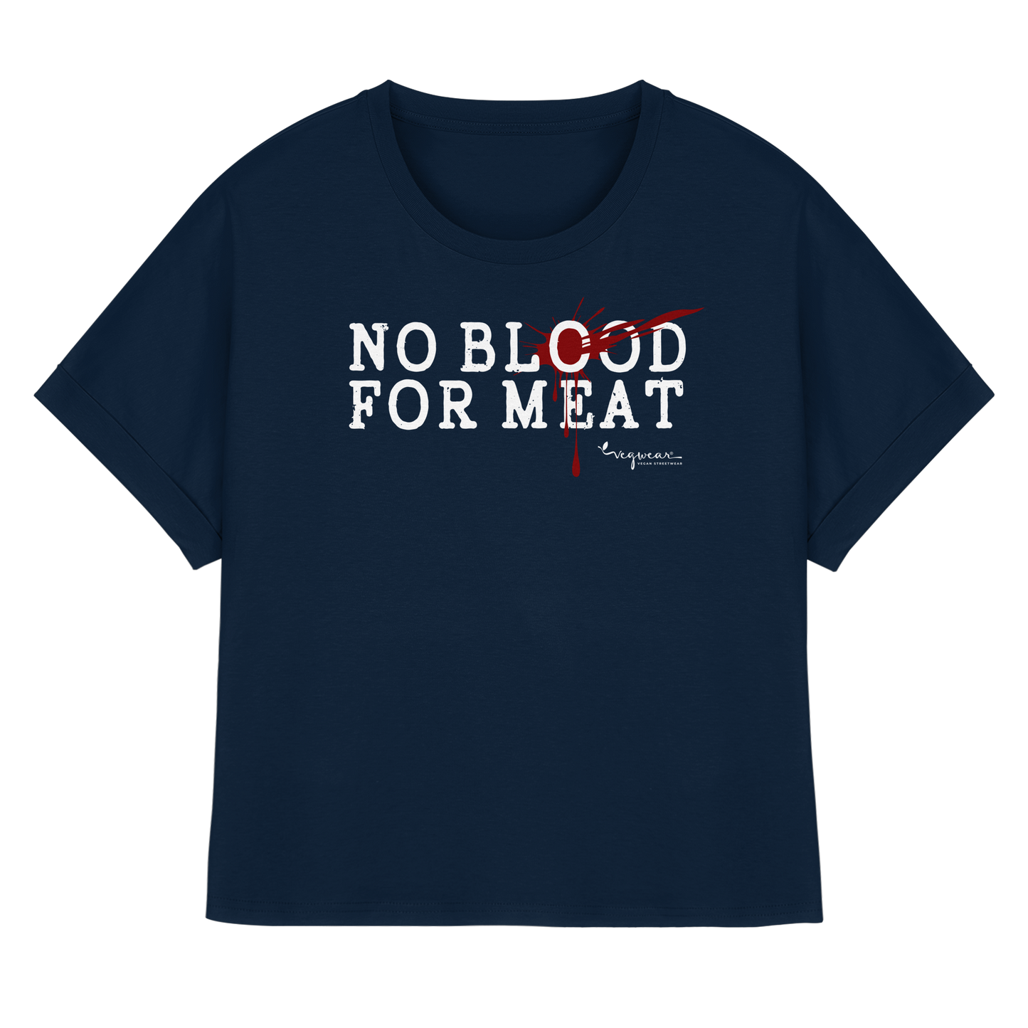 vegwear "no blood for meat" - Womens Organic Rolled Sleeves T-Shirt