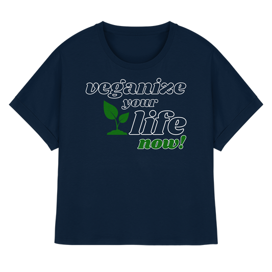 vegwear "veganize your life"  - oversized Damen T-Shirt mit Fledermausärmel, bio, vegan, nachhaltig