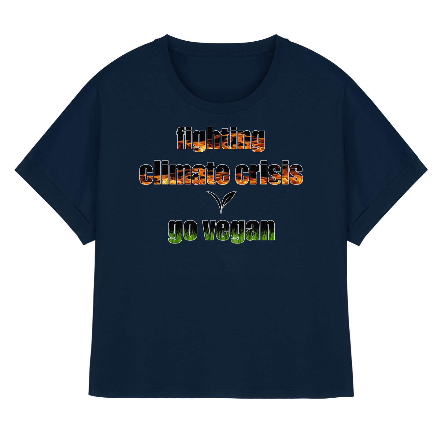 vegwear "fighting climate cirsis"- oversized Bio Damen T-Shirt mit Fledermausärmeln, vegan & klimafreundlich