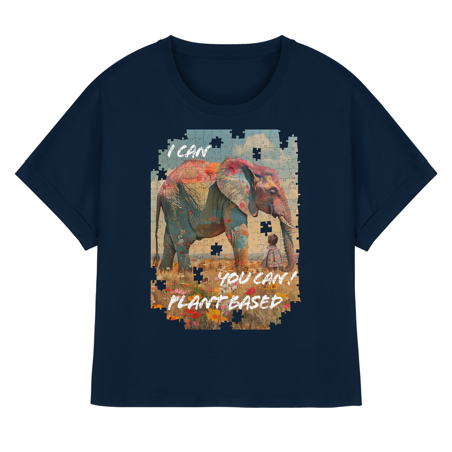 vegwear "I can you can"- oversized Damen T-Shirt mit Fledermausärmel, bio, vegan