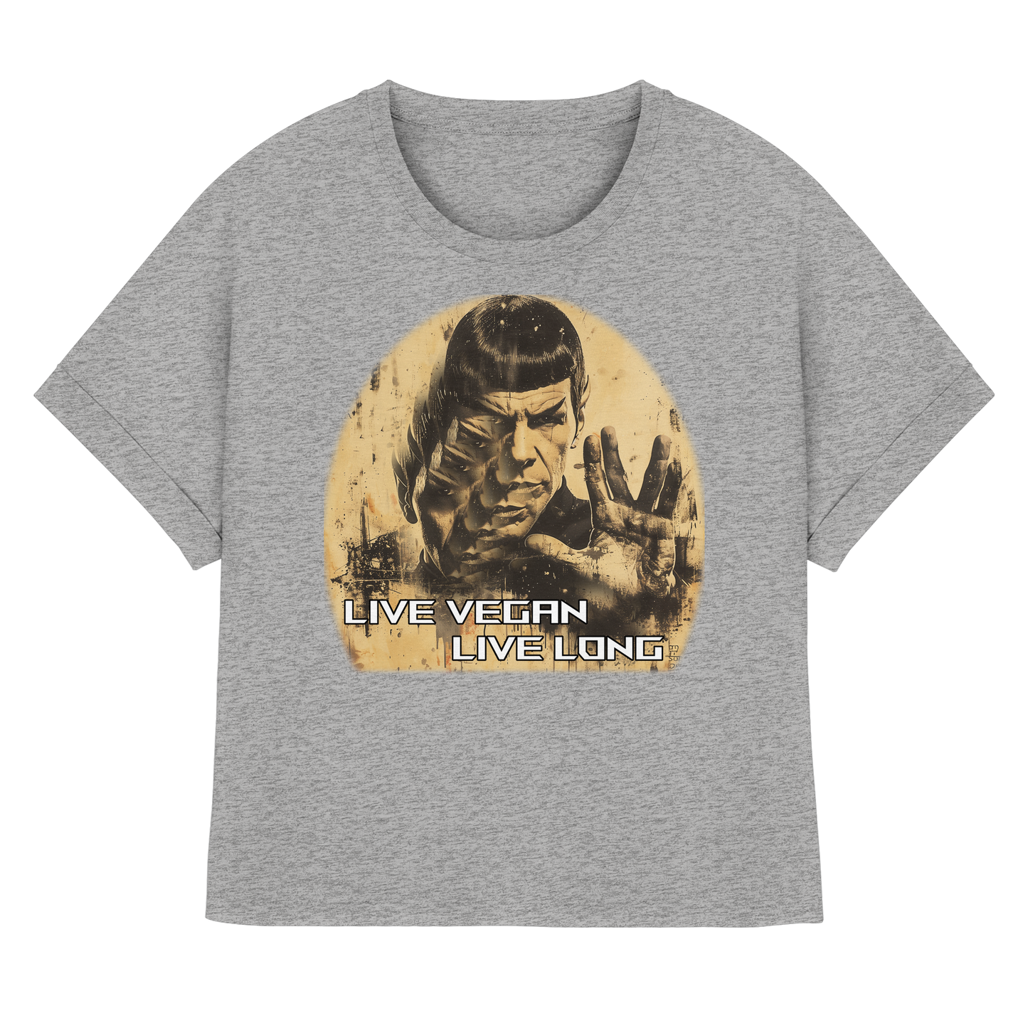 Motiv "live vegan live long" - oversized Damen Bio T-Shirt