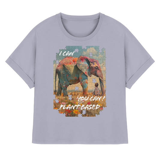 vegwear "I can you can"- oversized Damen T-Shirt mit Fledermausärmel, bio, vegan