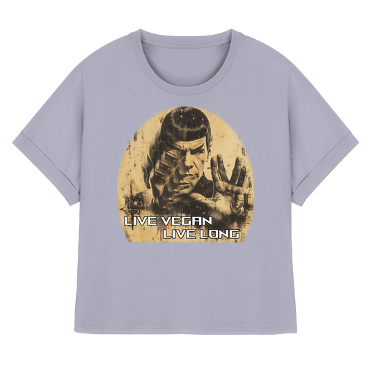Motif "live vegan live long" - oversized women's organic T-shirt