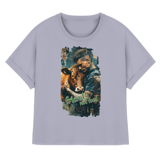vegwear "friends not food" - oversized Damen Bio T-Shirt mit Fledermausärmel
