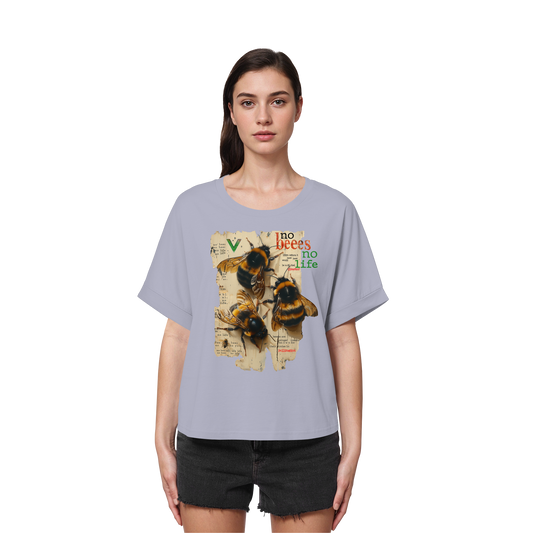vegwear "no bees no life" - oversized Damen T-Shirt mit Fledermausärmel