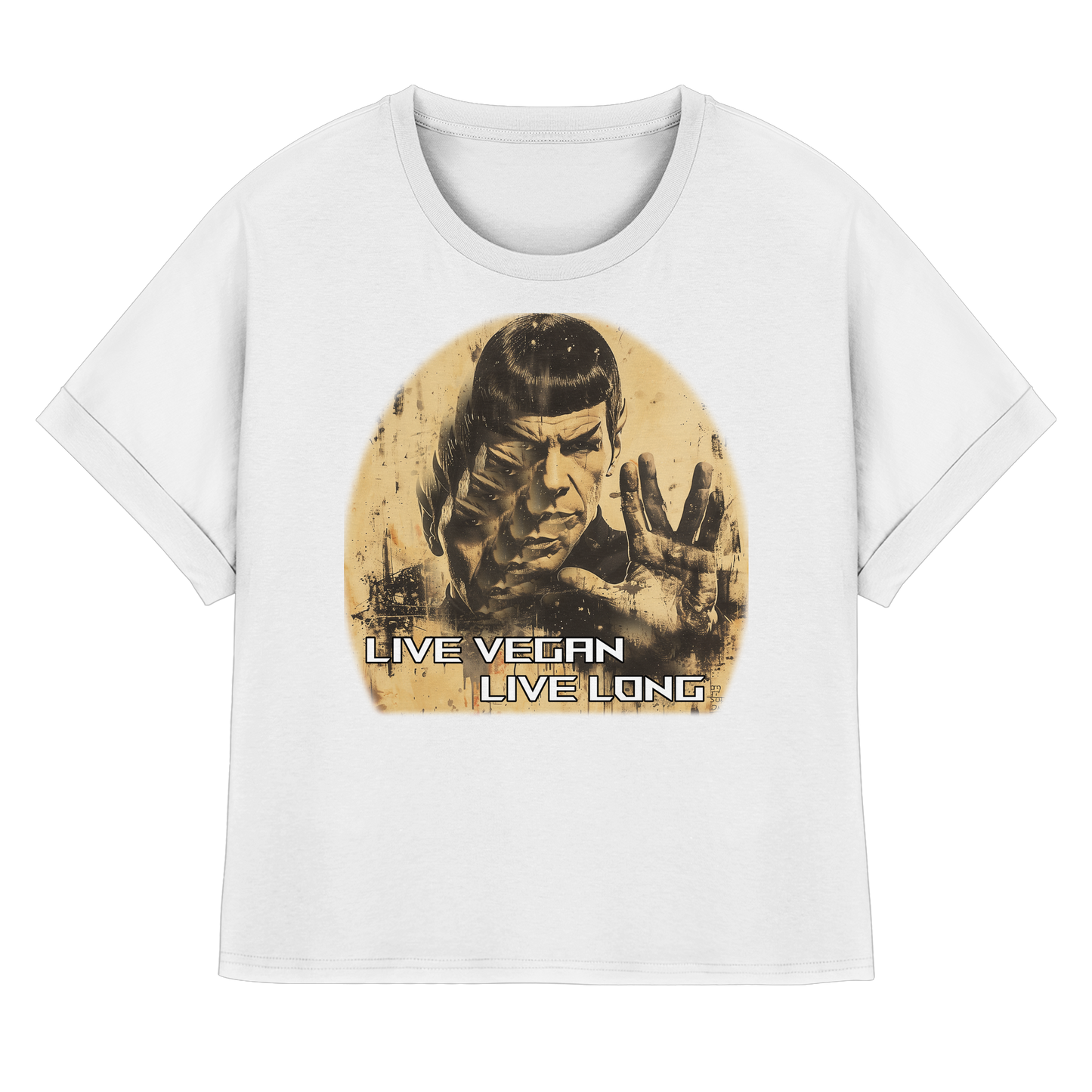 Motiv "live vegan live long" - oversized Damen Bio T-Shirt