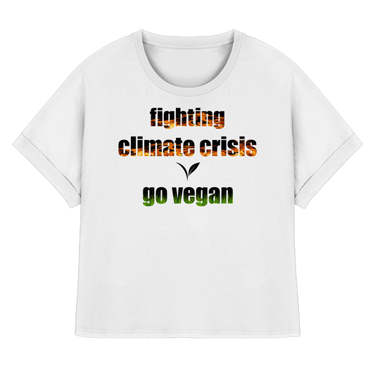vegwear "fighting climate cirsis"- oversized Bio Damen T-Shirt mit Fledermausärmeln, vegan & klimafreundlich