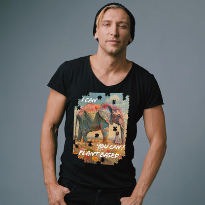 Motiv "plant based elephant" - Herren Bio T-Shirt V-Ausschnitt