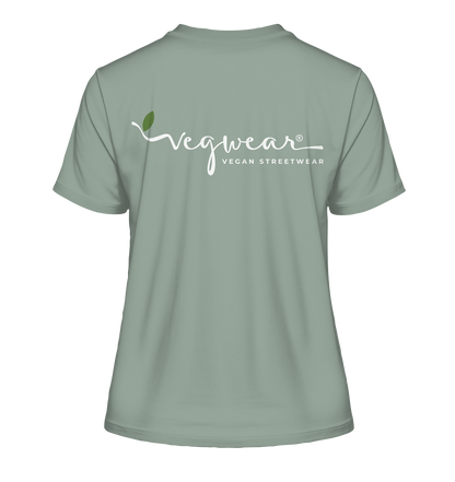 Motif "vegwear Logo white" - slim-fit women's organic T-shirt