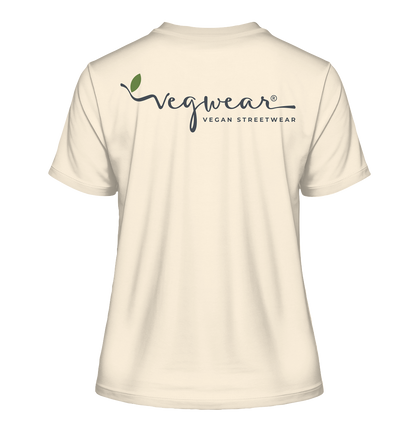Motif "vegwear Logo grey" - slim-fit women's organic T-shirt