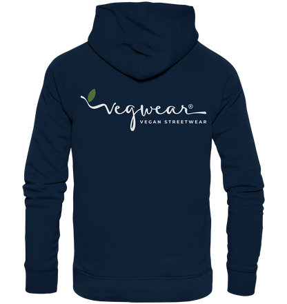 Motiv "vegwear Logo, weiß" - unisex Bio Hoodie / Kapuzenpulli