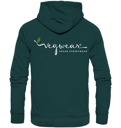 Motiv "vegwear Logo, weiß" - unisex Bio Hoodie / Kapuzenpulli