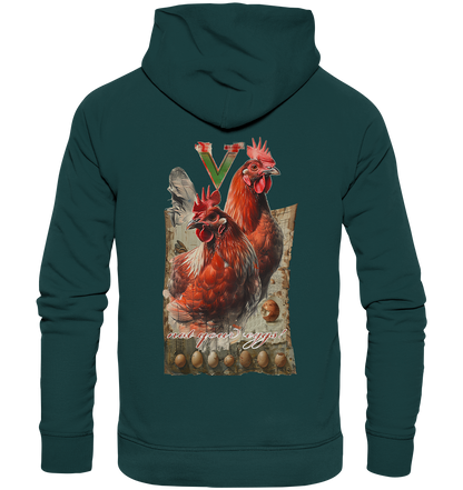 Motif "Chickens - not your eggs" - Unisex Organic Hoodie / Hooded Sweatshirt
