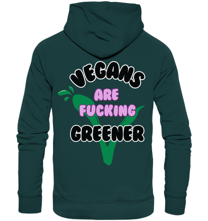 Motiv "vegans are fucking greener" - unisex Bio Hoodie / Kapuzenpulli