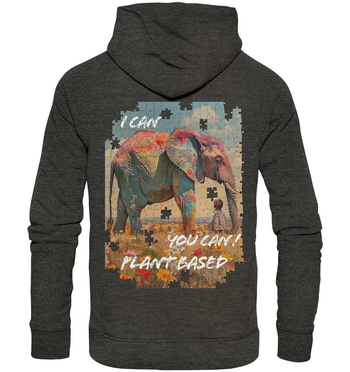 Motiv "plant based elephant"-  unisex Bio Hoodie / Kapuzenpulli