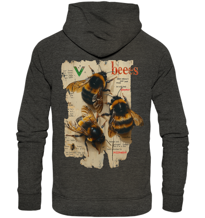 Motif "no bees, no life" - unisex organic hoodie / hooded sweatshirt