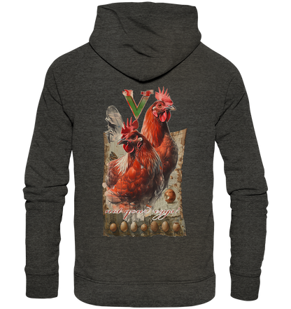 Motif "Chickens - not your eggs" - Unisex Organic Hoodie / Hooded Sweatshirt