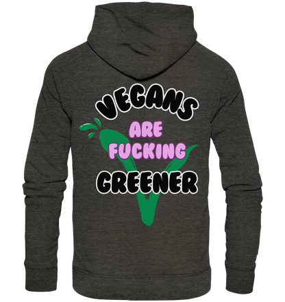 Motiv "vegans are fucking greener" - unisex Bio Hoodie / Kapuzenpulli
