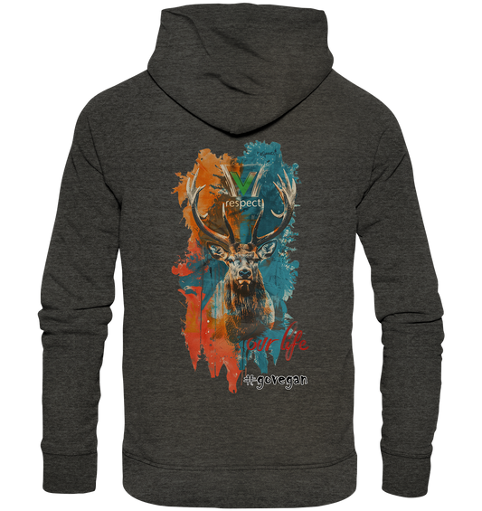 Motif "respect our life, go vegan" - unisex organic hoodie / hoodie
