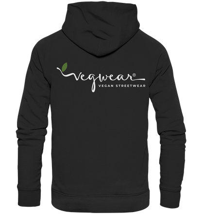 Motiv "vegwear Logo, weiß" - unisex Bio Hoodie / Kapuzenpulli