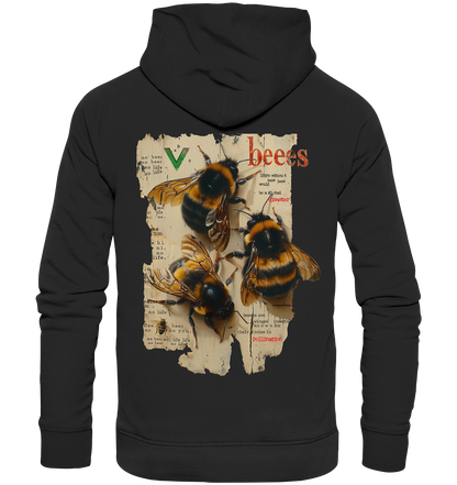 Motif "no bees, no life" - unisex organic hoodie / hooded sweatshirt
