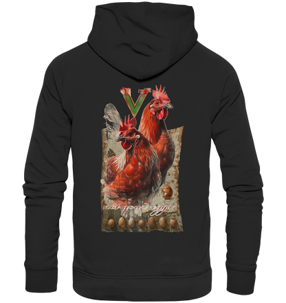 Motif "Chickens - not your eggs" - Unisex Organic Hoodie / Hooded Sweatshirt