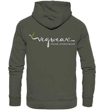 Motiv "vegwear Logo, weiß" - unisex Bio Hoodie / Kapuzenpulli