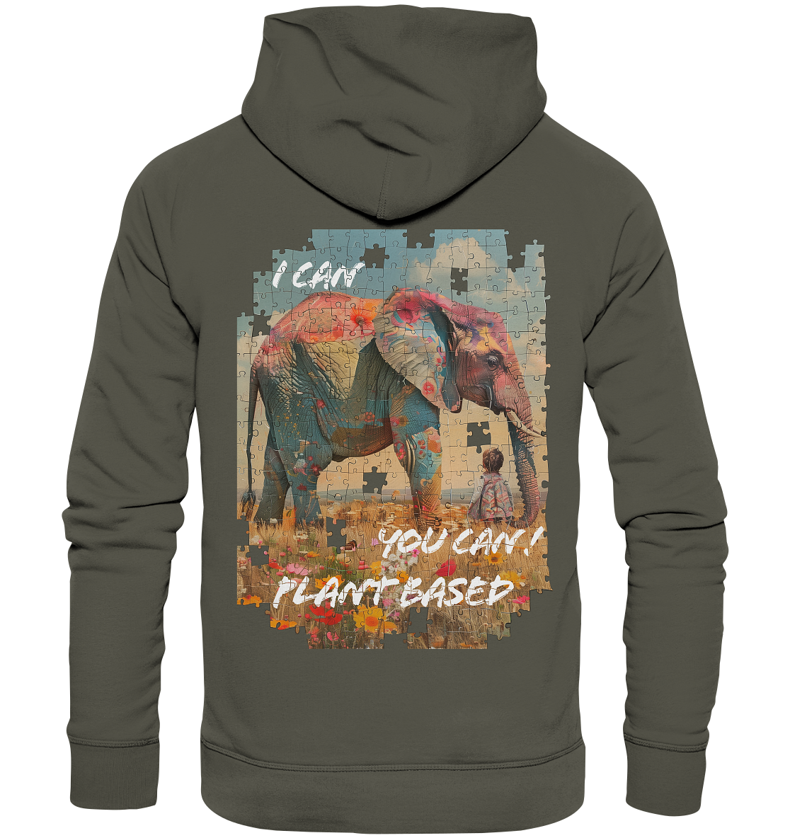 Motiv "plant based elephant"-  unisex Bio Hoodie / Kapuzenpulli
