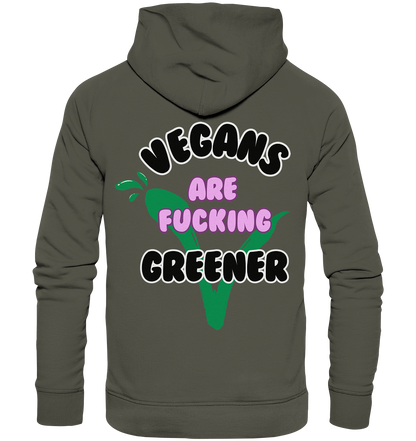 Motiv "vegans are fucking greener" - unisex Bio Hoodie / Kapuzenpulli