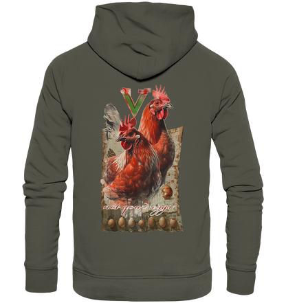 Motif "Chickens - not your eggs" - Unisex Organic Hoodie / Hooded Sweatshirt