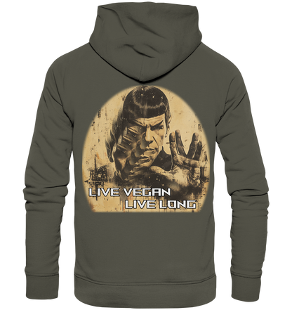 Motiv "live vegan live long" - Unisex Bio Hoodie / Kapuzenpulli