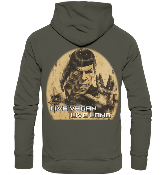 Motiv "live vegan live long" - Unisex Bio Hoodie / Kapuzenpulli