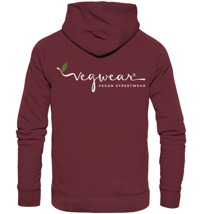 Motiv "vegwear Logo, weiß" - unisex Bio Hoodie / Kapuzenpulli