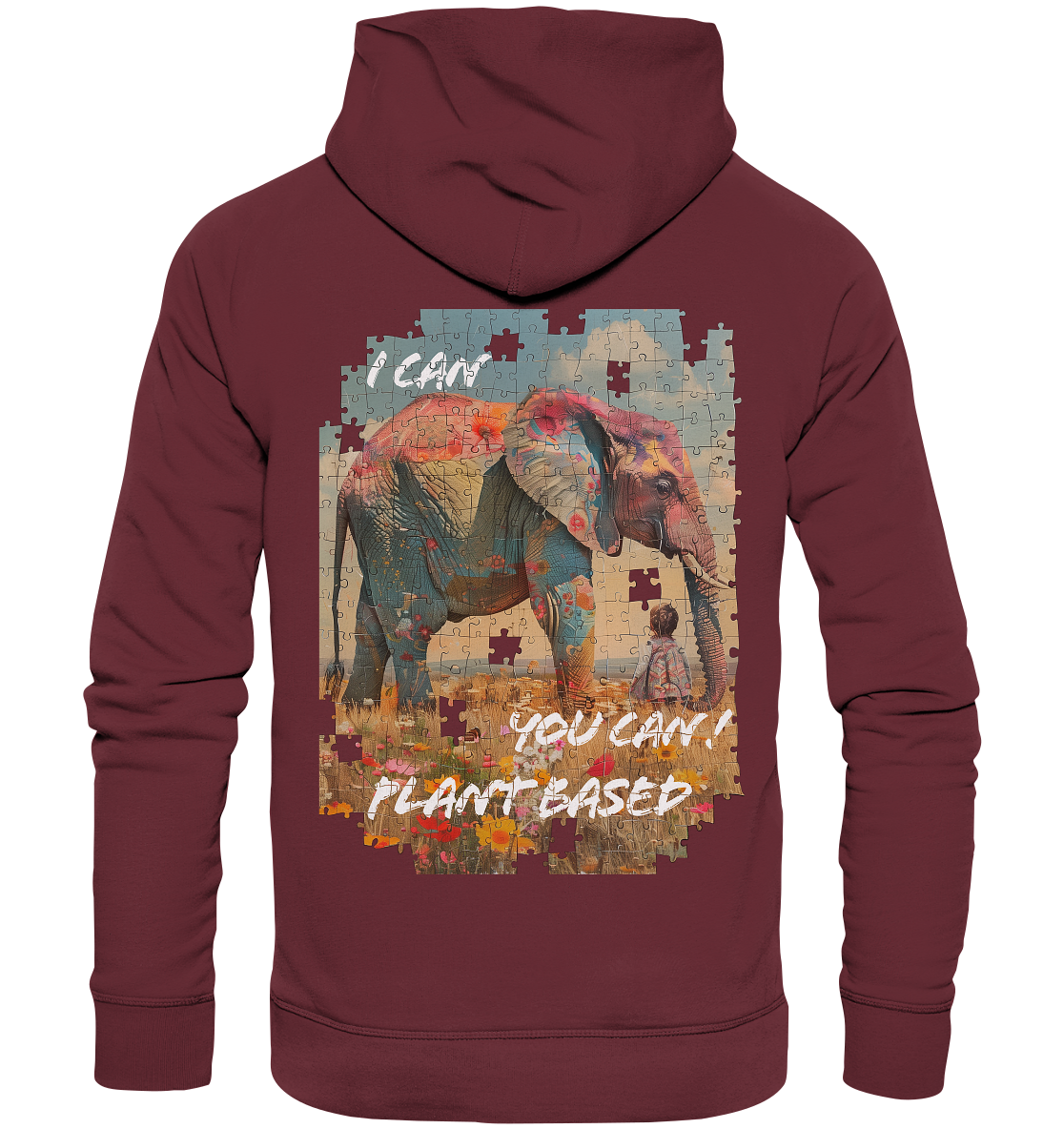Motiv "plant based elephant"-  unisex Bio Hoodie / Kapuzenpulli