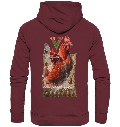 Motif "Chickens - not your eggs" - Unisex Organic Hoodie / Hooded Sweatshirt