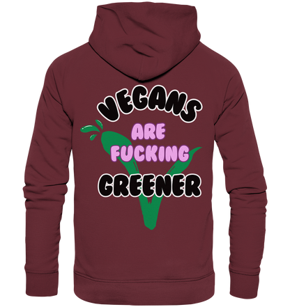 Motiv "vegans are fucking greener" - unisex Bio Hoodie / Kapuzenpulli