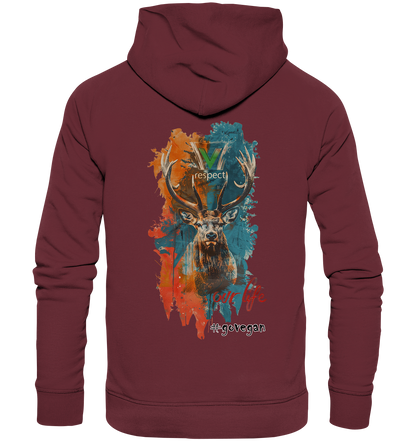 Motiv "respect our life, go vegan" - unisex Bio Hoodie / Kapuzenpulli