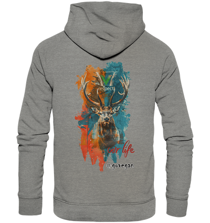 Motiv "respect our life, go vegan" - unisex Bio Hoodie / Kapuzenpulli