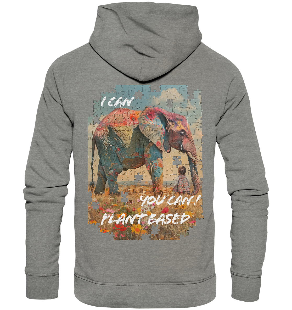 Motiv "plant based elephant"-  unisex Bio Hoodie / Kapuzenpulli