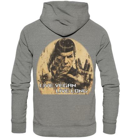 Motiv "live vegan live long" - Unisex Bio Hoodie / Kapuzenpulli