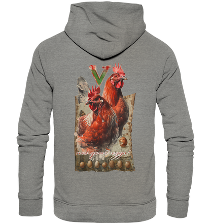 Motif "Chickens - not your eggs" - Unisex Organic Hoodie / Hooded Sweatshirt