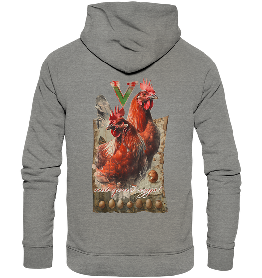 Motif "Chickens - not your eggs" - Unisex Organic Hoodie / Hooded Sweatshirt