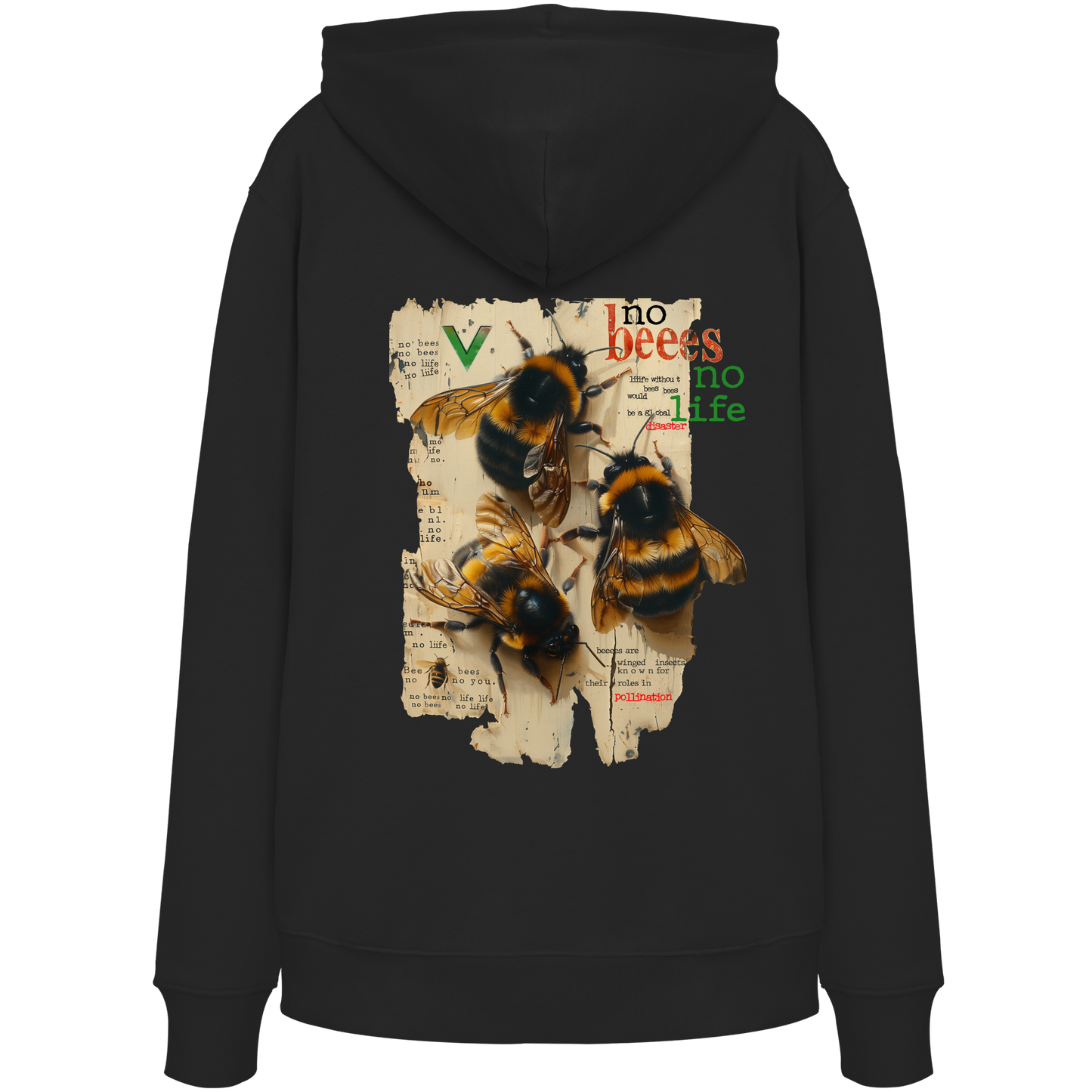 vegwear "no bees no life" - unisex Bio Hoodie / Kapuzenpulli, vegan