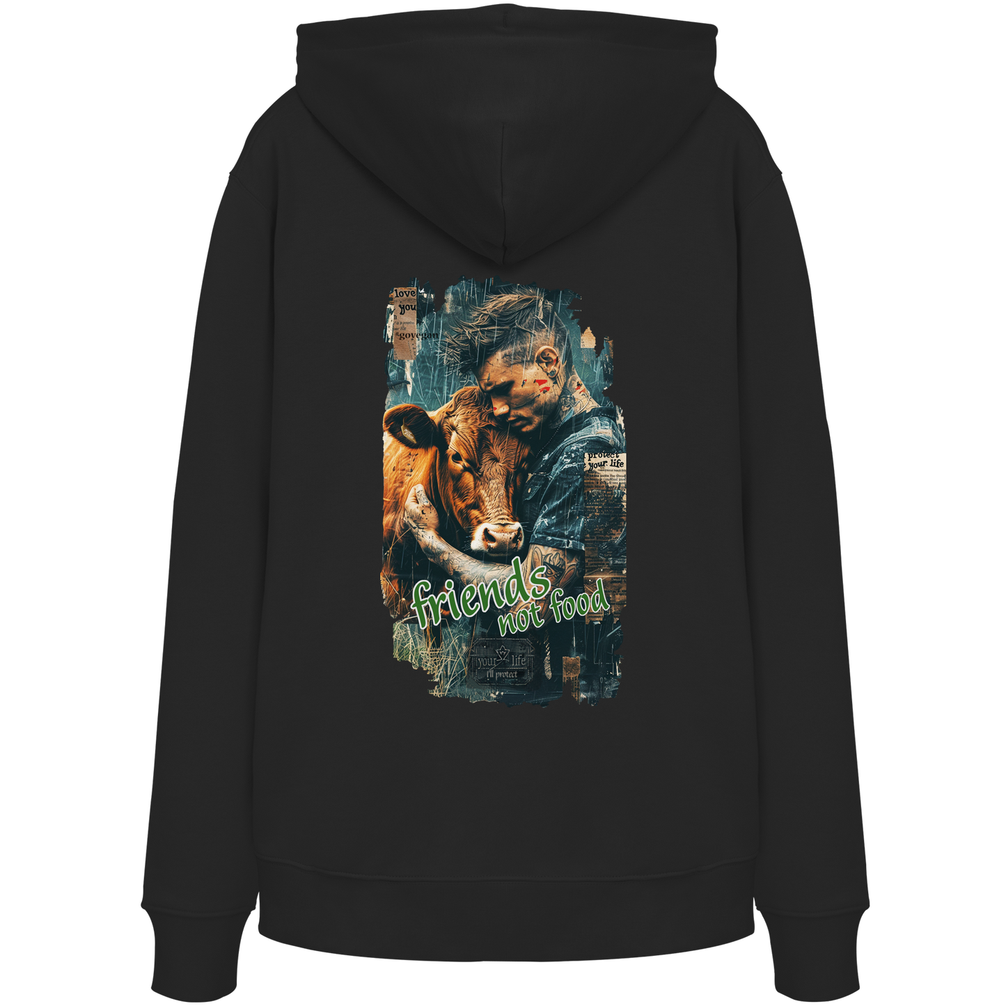 vegwear "friends not food" - unisex Bio Hoodie / Kapuzenpulli, vegan, fair